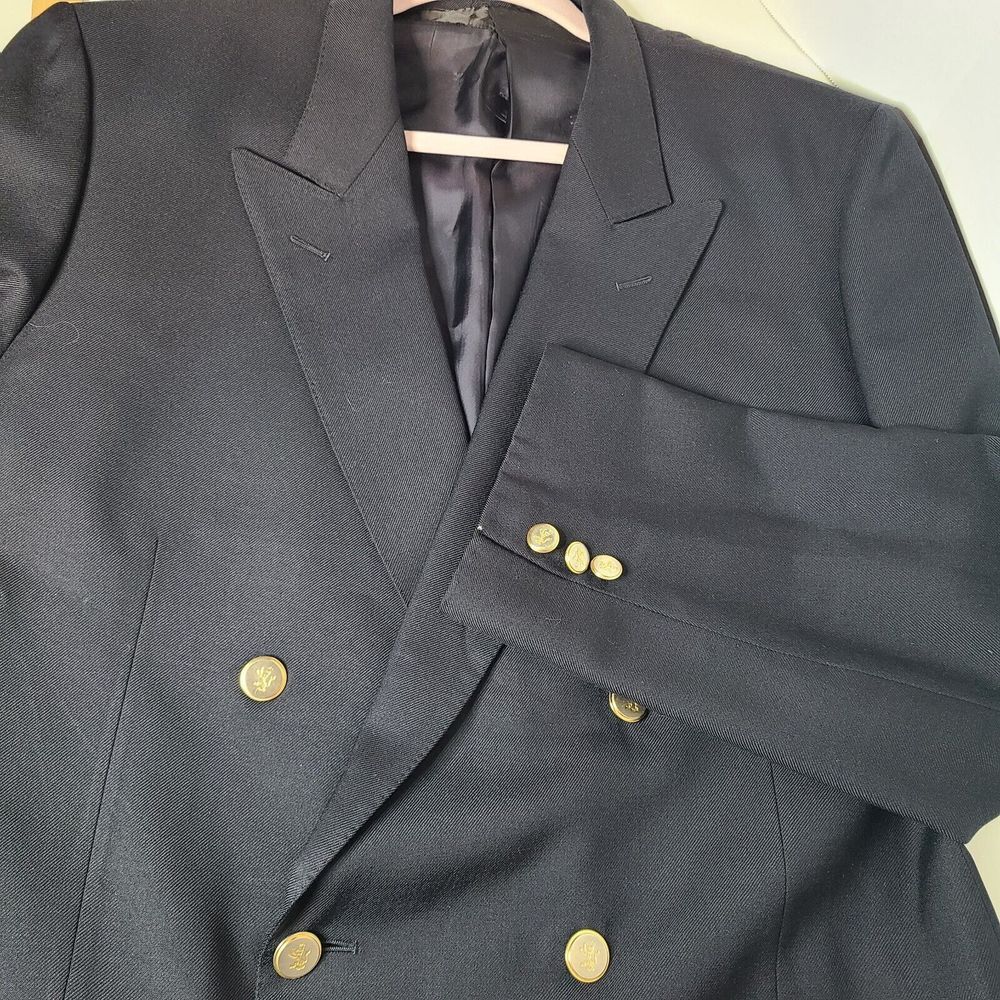 The Scotch House Blazer Double Breasted Navy Gold Buttons 44‎ Long